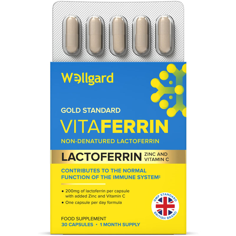 Wellgard Vitaferrin – Triple Action Immune Supplement Colostrum Lactoferrin, Zinc & Vitamin C, Immunity Supplement, 30 Capsules