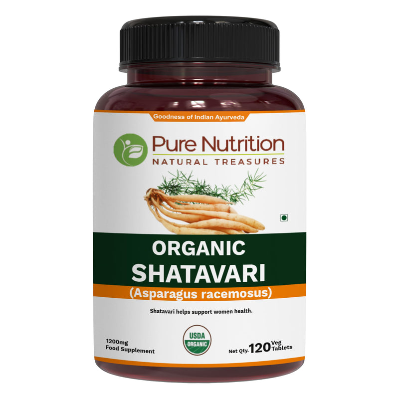 Pure Nutrition Organic Shatavari Tablets - 1200mg | 120 Count | USDA Organic | Promotes hormonal Balance & Female Reproductive Health | Non-GMO | Gluten-Free 120 count (Pack of 1)