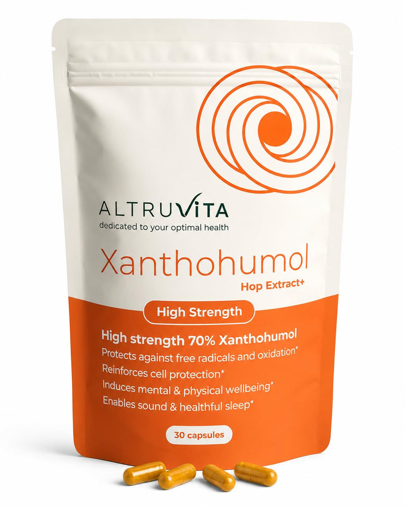 Xanthohumol 70% Hop Extract 30 Capsules - High Strength Antioxidant Supplement - Gut & Microbiome Support - Relaxation & Sleep Support - Vegan Friendly - UK Made 30 count (Pack of 1)