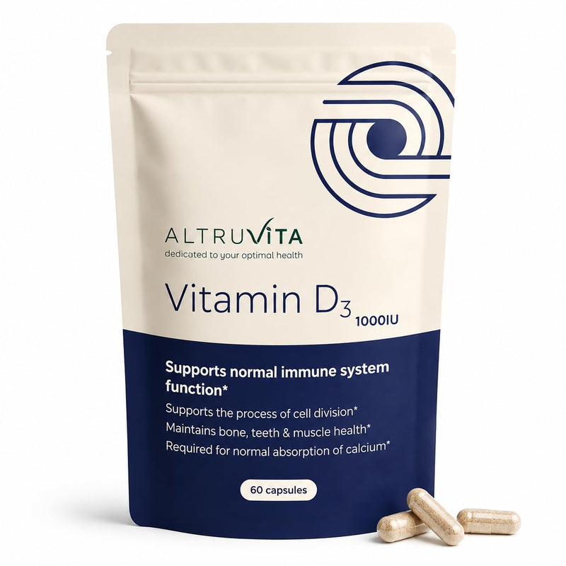 Vitamin D3 1000IU Capsules - 60 Vegetarian Capsules, 2 Month Supply - High Strength VIT D Supplement for Bone, Teeth, Muscle & Immune System Support - UK Made Premium Quality new