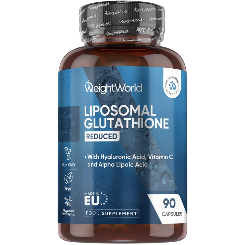 WeightWorld L-Glutathione Supplement 1000mg - 90 Capsules - with Vitamin C, Hyaluronic Acid & Alpha Lipoic Acid - Non-GMO & Vegan - Reduced Liposomal Glutathione Capsules for Men & Women