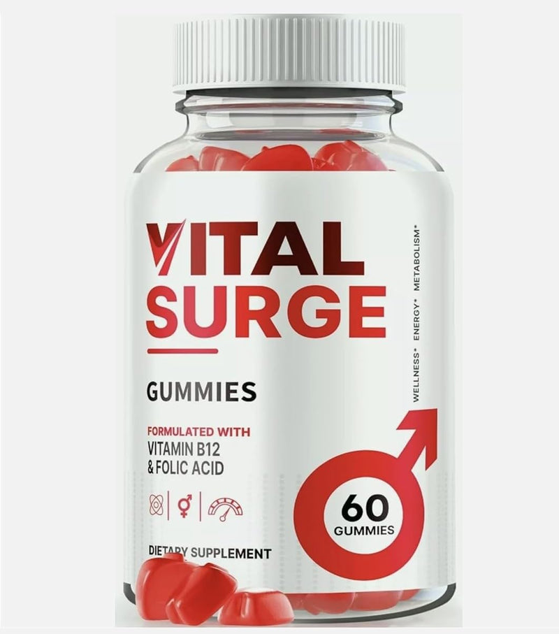 Vital Surge Testo Gummies for Men, Vital Sure Male Gummy + Powerful Natural Ingredients,Vitamin B6,B12 - New & Sealed - 60 Gummies/Fitness Hero Supplements