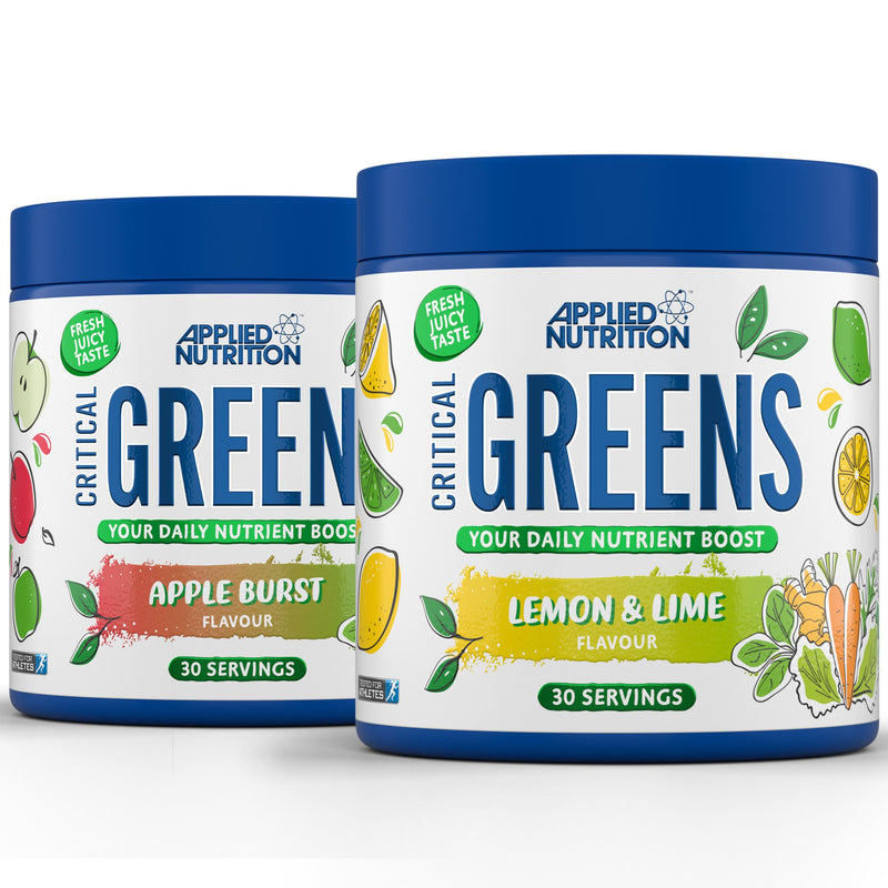Applied Nutrition Critical Greens Bundle - Super Greens Powder, Boost Your Immune System with Superfood Nutrients, Vegan (150g - 30 Servings) (Lemon & Lime + Apple Burst) 300 g (Pack of 1)