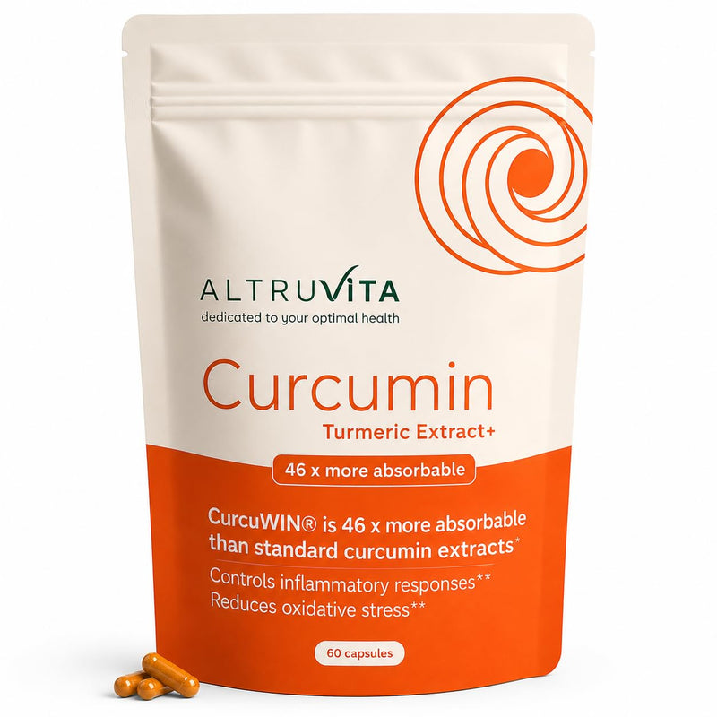 Curcumin Turmeric Extract, 60 Capsules - High Strength CurcuWIN® 46x Absorption Supplement - Vegan, Expert Formulated for Joint and Digestive Wellness Support - Made in the UK 500mg - (Pack of 1)