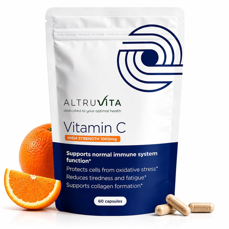 Vitamin C Supplement 1000mg, High Strength, High Absorption, Supports Immune Health, Antioxidant Protection, Reduces Fatigue, 60 Capsules, 2-Month Supply Vegan, Made in the UK 1000mg per capsule (Pack of 60)