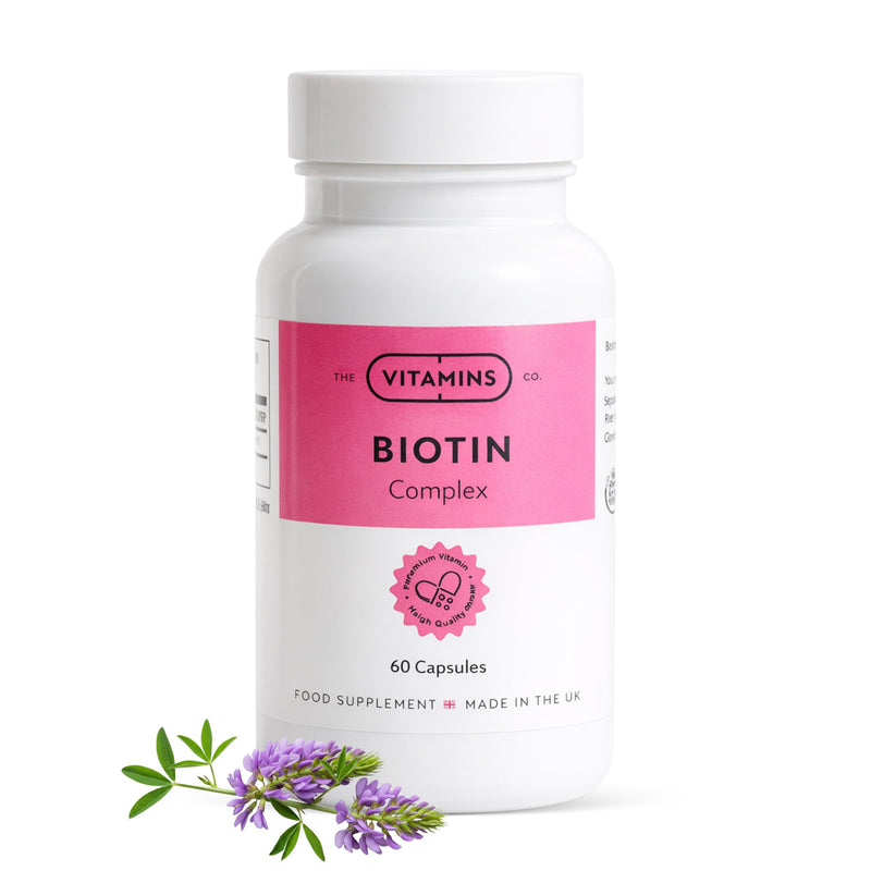 Biotin Complex Hair Skin & Nails Supplement | Supports Healthy Hair Growth, Strong Nails & Glowing Skin | Energy & Metabolism Support | 60 Capsules