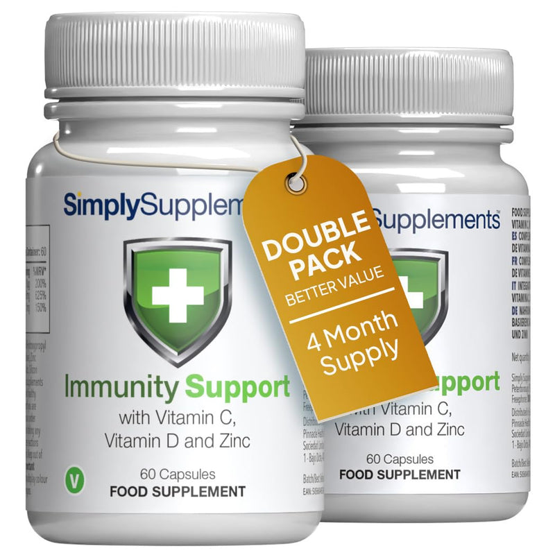Vitamin C, D and Zinc Capsules for Immunity Support | One-a-Day Formula | 120 Fast Release Capsules = 4 Months’ Supply | Vegan Friendly | Manufactured in The UK Unflavoured (Label) 60 count (Pack of 2)