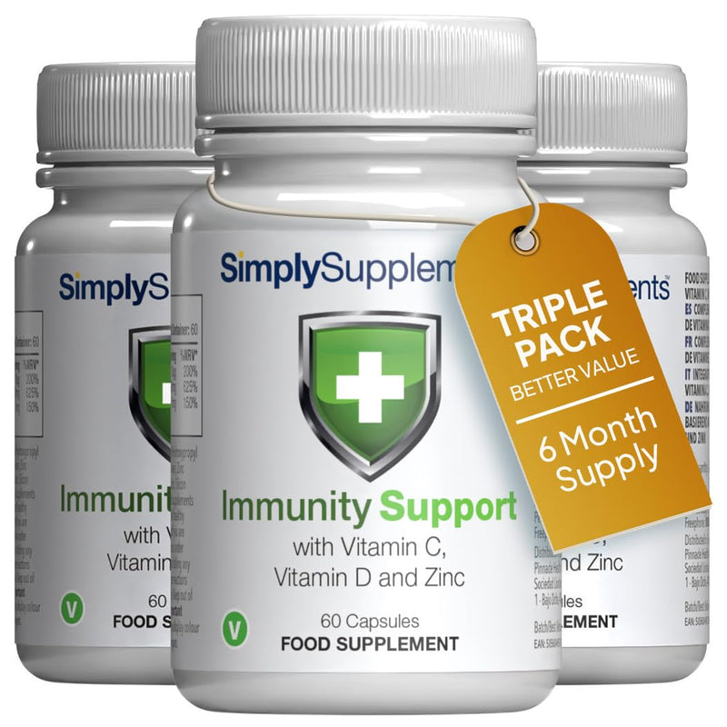 Vitamin C, D and Zinc Capsules for Immunity Support | One-a-Day Formula | 180 Fast Release Capsules = 6 Months' Supply | Vegan Friendly | Manufactured in The UK (3 Count (Pack of 60), Unflavoured) Unflavoured (Label) 60 count (Pack of 3)
