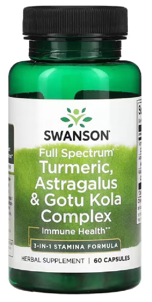 Swansons Swanson - Full Spectrum Turmeric, Astragalus & Gotu Kola Complex | Immune and Mental Wellness - 60 Capsules