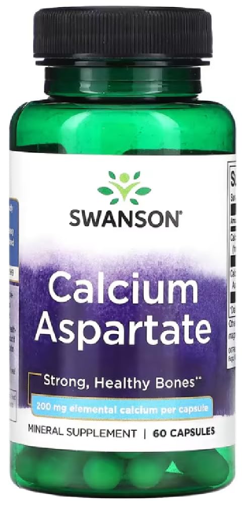 Swansons Swanson - Calcium Aspartate, 200mg Elemental Calcium | Bone Health and Absorption - 60 Capsules