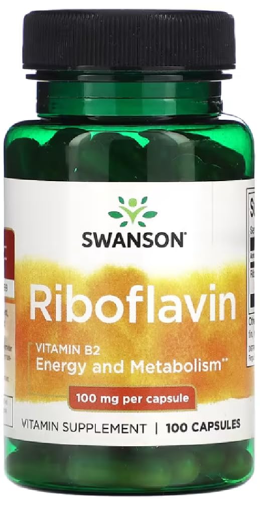 Swansons Swanson - Riboflavin Vitamin B-2, 100mg | Energy and Metabolism Support - 100 Capsules