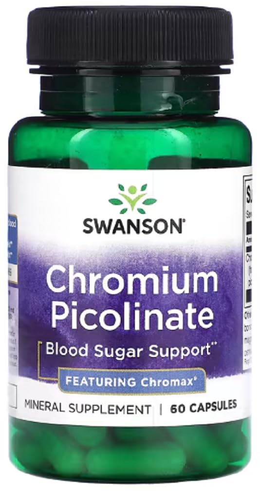 Swansons Swanson - Chromium Picolinate Featuring Chromax | Metabolism and Blood Sugar Support | 200mcg Capsules - 60 Count