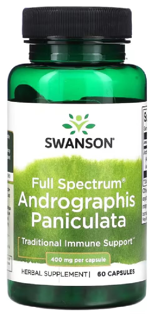 Swansons Swanson - Full Spectrum Andrographis Paniculata | Herbal Support for Immune and Respiratory Health | 400mg Capsules - 60 Count
