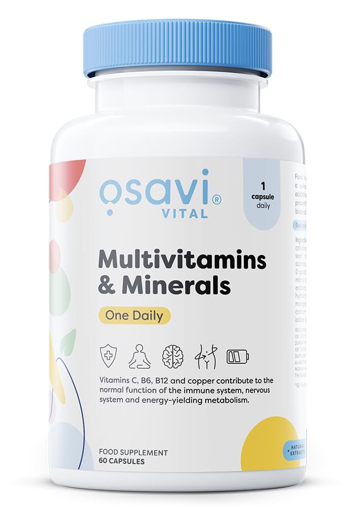 Osavi Multivitamin & Minerals OneDaily – 60 Capsules | Supports Energy Metabolism, Nervous System & Immune Function | Unique Blend of Vitamins, Minerals & BioPerine® for Enhanced Absorption