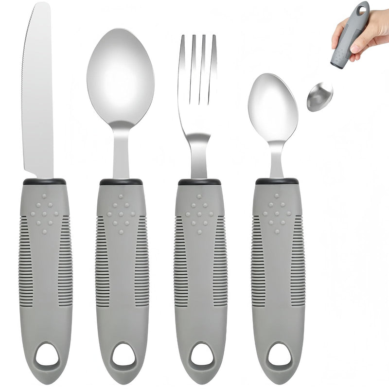 4 Pcs Cutlery for Arthritic Hands,Disability Aids Cutlery for Disabled Hands, Disabled Cutlery for Adults Adaptive Eating Drinking Utensils, Arthritis Aids for Disabled People Elderly Parkinson