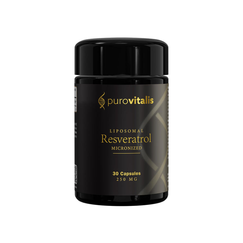 PUROVITALIS Liposomal Resveratrol 250mg, 30 Servings (30 Vegan Capsules), High Purity Trans-resveratrol Antioxidant Supplement 30 count (Pack of 1)
