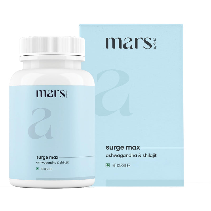 Mars Surgemax Natural Capsules with Shilajit & Safed Musli | Supports Energy, Strength & Immunity | for Active Lifestyle | 60 Capsules | Pack of 1