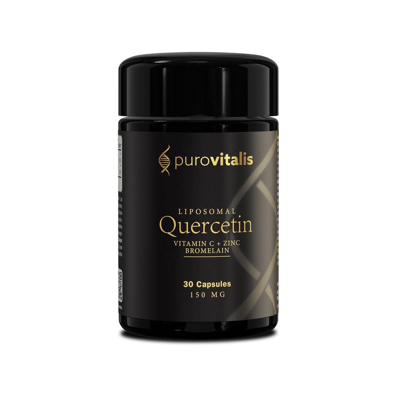 PUROVITALIS Liposomal Quercetin Complex 150mg with Bromelain, Vitamin C & Zinc, 99% Purity, Immune Support Supplement, 1-Month Supply (30 Vegan Capsules)