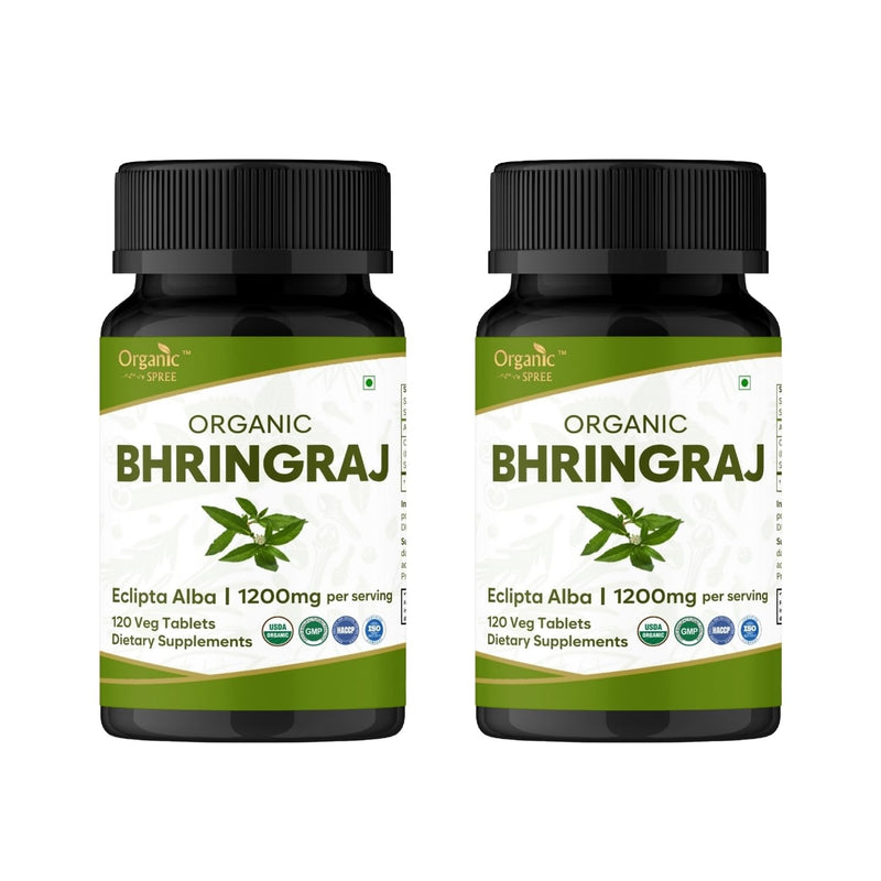 ORGANIC SPREE BHRINGRAJ 120 Tablets | Eclipta Alba (Bhringraj) | USDA Organic Certified | Organic and Natural - Pack of 2
