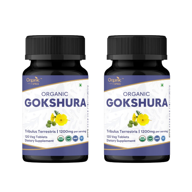 ORGANIC SPREE GOKSHURA 120 Tablets | Tribulus Terrestris (Gokshura) | USDA Organic Certified | Organic and Natural 120tab - Pack of 2