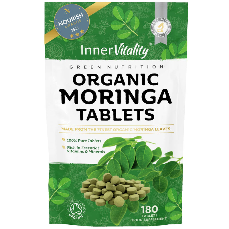 Pure Organic Moringa Tablets 180, Award Winning Natural Moringa 2-Month Supply, Easier to Swallow Than Moringa Capsules & Powder, Rich in Essential Vitamins & Minerals by Inner Vitality