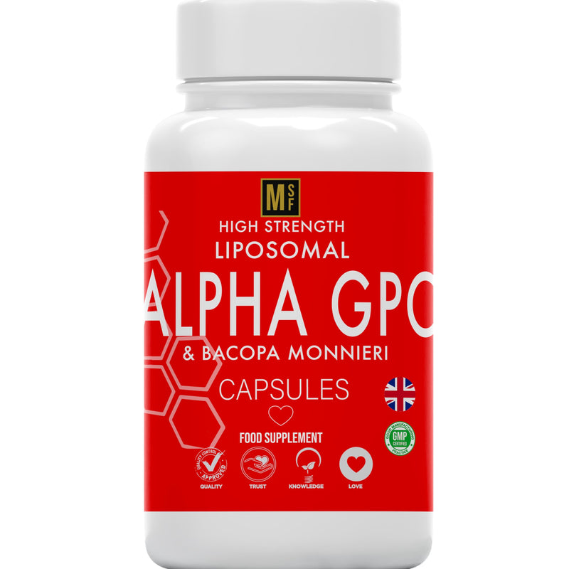 Alpha GPC & Bacopa Monnieri 1500mg | 120 Capsules High Strength Liposomal Max Absorbtion Alpha-GPC Choline Supplement Memory, Focus Brain Support