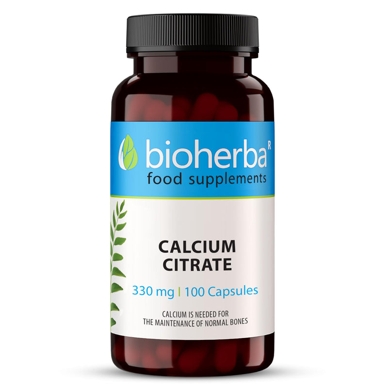 Calcium Citrate 330 mg – 100 Capsules | High-Absorption Supplement for Bones, Teeth, and Muscle Function by BIOHERBA 1 count (Pack of 100)