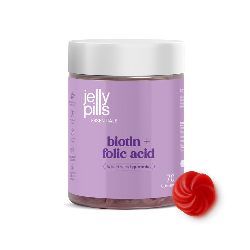 Jelly Pills Beauty Gummies with 500 mg Collagen, 50 mg Resveratrol, Hyaluronic Acid, Coenzyme Q10, Vitamin C & E - 60 Gummies - No Added Sugar - Strawberry Flavour