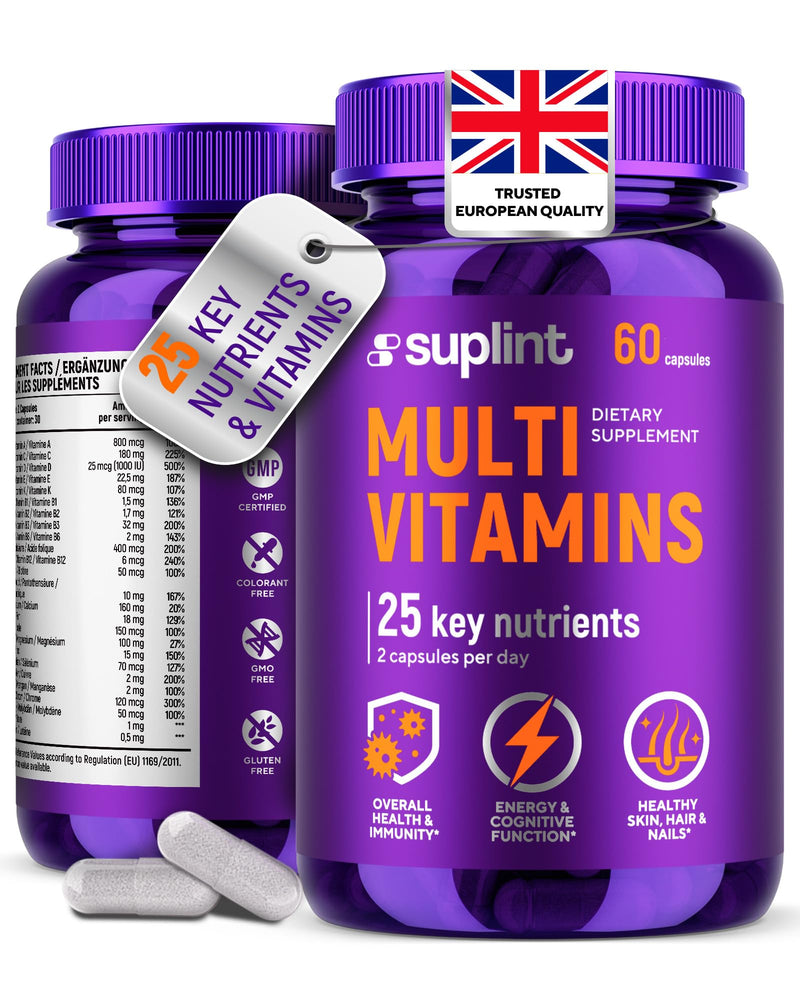 Multivitamin Complex A to Z – 60 Capsules for 30 Days – High Strength Daily Supplement with Vitamins & Minerals: Zinc, Biotin, A, C, D, E, K, B6, B12 – Multivitamins for Men & Women – Vegan 1 Pack