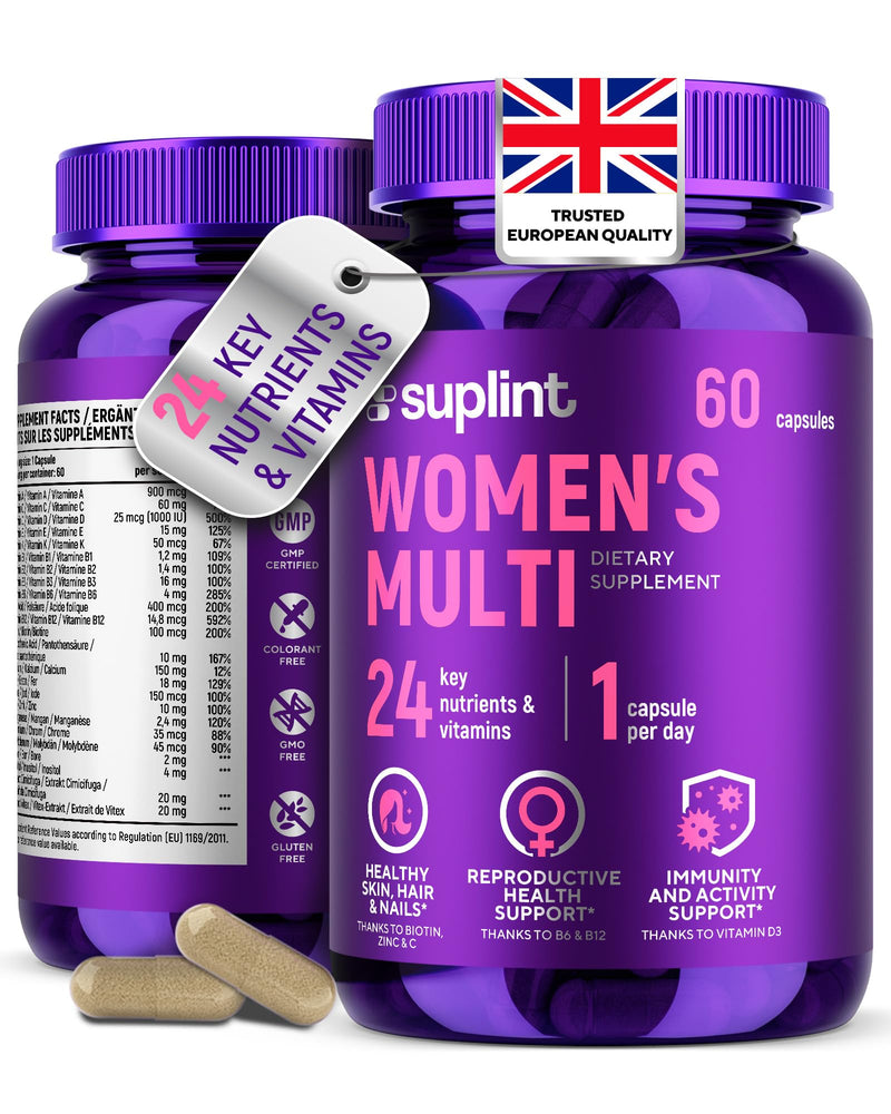 High-Potency Multivitamin Capsules for Women - Multivitamins A-Z Complex with Vitamin B6, Iron, Zinc & Vitex - 60 Capsules - All-in-One Premium Multivitamin