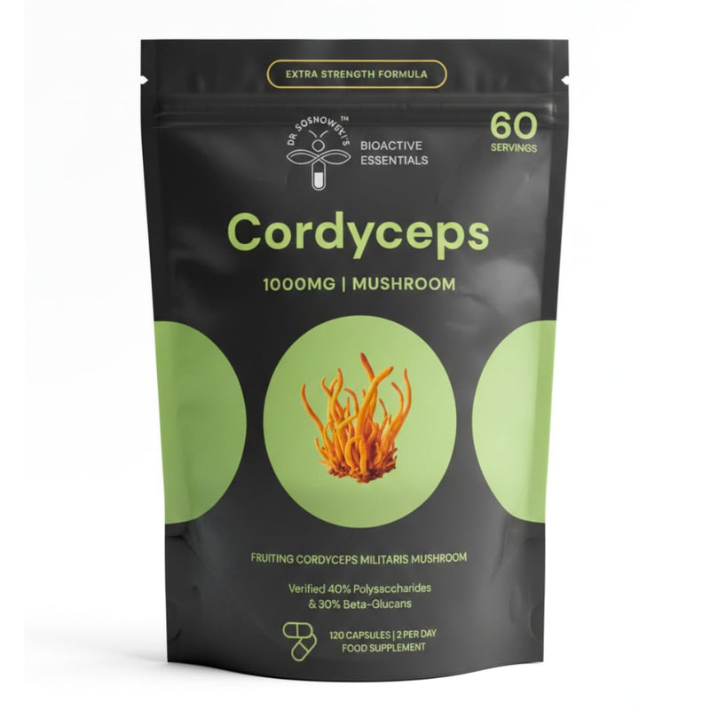 Dr Sosnowski's BioActive Cordyceps Mushroom Capsules | 1000mg High Strength Cordyceps Extract for Daily Support (120 Capsules)