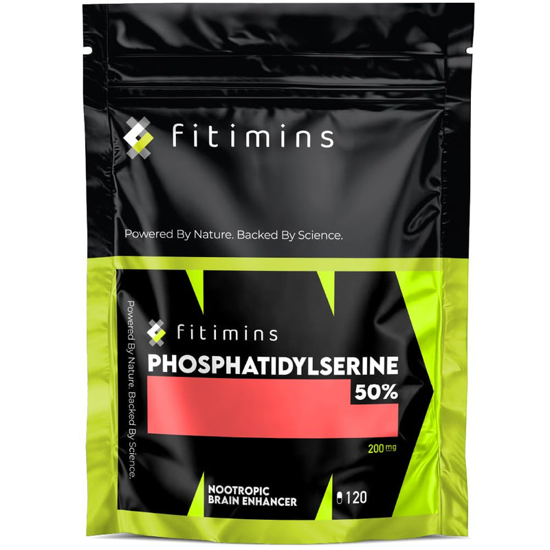 Phosphatidylserine 200mg | High Strength Nootropic Supplement | 120 Capsules | 120-Day Supply | UK-Made Vegan | Supports Memory, Focus, Stress Relief & Brain Health | Fitimins