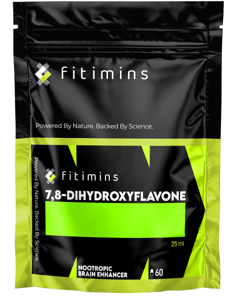 7,8–DHF (Dihydroxyflavone) 25mg Nootropic Supplement | 60 Vegan Capsules, 2 Month Supply | for Memory & Learning Boosting, Protects Cognitive Health, Antioxidant Properties | Fitimins