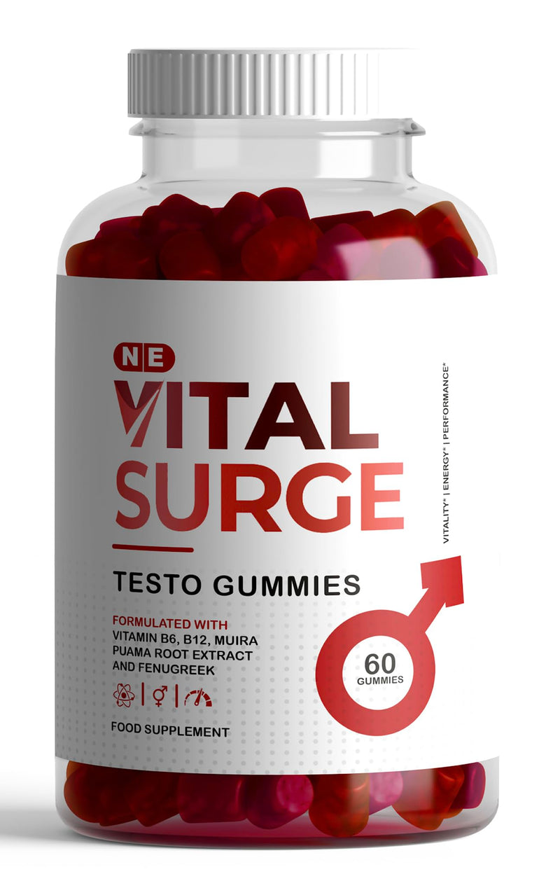 Vital Surge Testo Gummies, 60 Gummies, Formulated with Vitamins B6, B12, Muira Puama Root Extract and Fenugreek