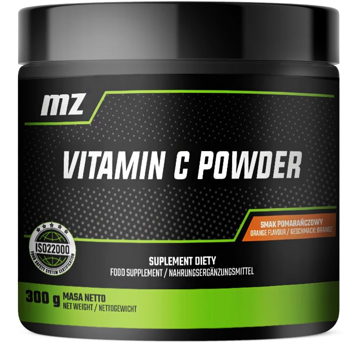 Vitamin C Powder 300g - Ascorbic Acid 993 mg per Serving - 200 Servings - Orange Flavour - Enhances Antioxidant Protection - by MZ
