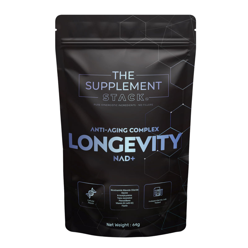 Longevity - Anti-Aging NAD+ Supplement with Nicotinamide Riboside, Glycine, NAC, Trans-Resveratrol, Pterostilbene, Fisetin & Vitamin D3/K2 for Cellular Health, Energy, and Vitality – Premium Formula