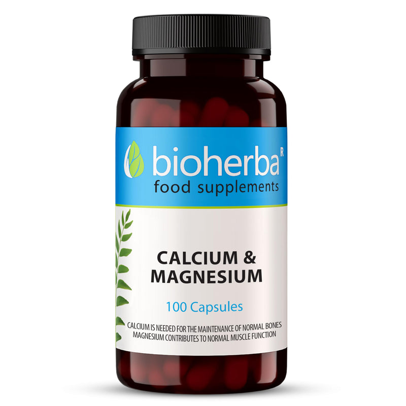 Calcium & Magnesium – 100 Capsules | Bone, Teeth and Muscle Support Formula by BIOHERBA 1 count (Pack of 100)