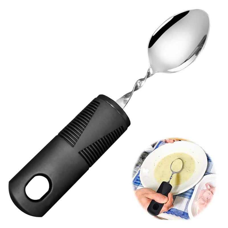 Easy Grip Disability Aids Cutlery,Curved Spoon with Wide Chunky Grip Handle,Bendable Spoon for Elderly,Adaptive Eating Utensils for Disabled Elderly Arthritis Parkinson Tremors Sufferers