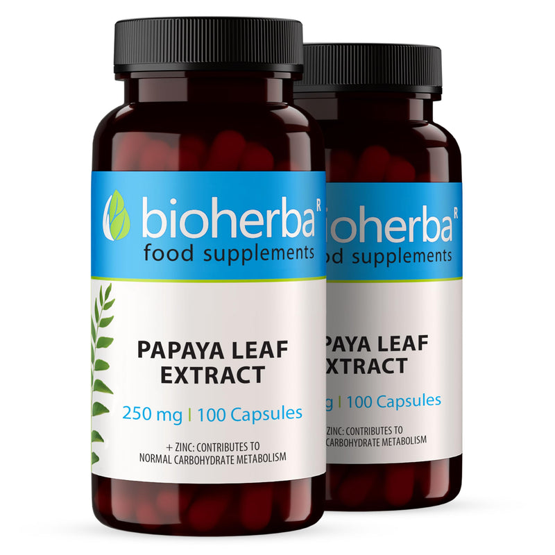 Papaya Leaf Extract 250 mg – 200 Capsules | Plant-Based Digestive Supplement with Natural Enzymes for Daily Wellness