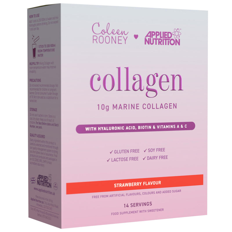 Applied Nutrition - Coleen Rooney - Marine Collagen - Anti-Aging Formula - Best Skin Rejuvenation - Best Joint Support - Radiant Complexion - (14 Sachets - 12.5g Each) (Strawberry) Strawberry