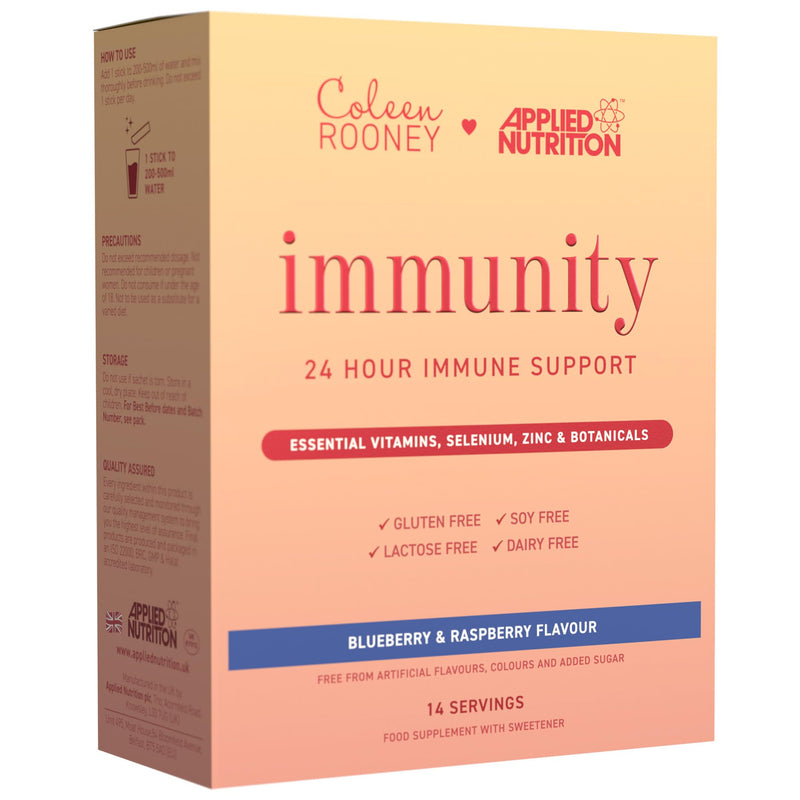 Applied Nutrition - Coleen Rooney - Immunity Powder - Vitamin & Mineral Boost - Best 24-Hour Immune Support - Best Vegan Immunity Defense - Enhanced Vitality - (14 Servings) (Blueberry & Raspberry) Blueberry & Raspberry