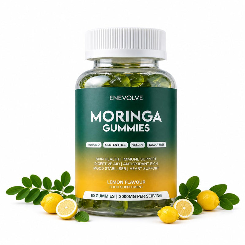 Moringa Gummies – Premium 3000mg Superfood, Vegan & Sugar Free, Immune & Energy Support, Antioxidant Rich, Gluten Free, Non-GMO, Lemon Flavor, 60 Gummies