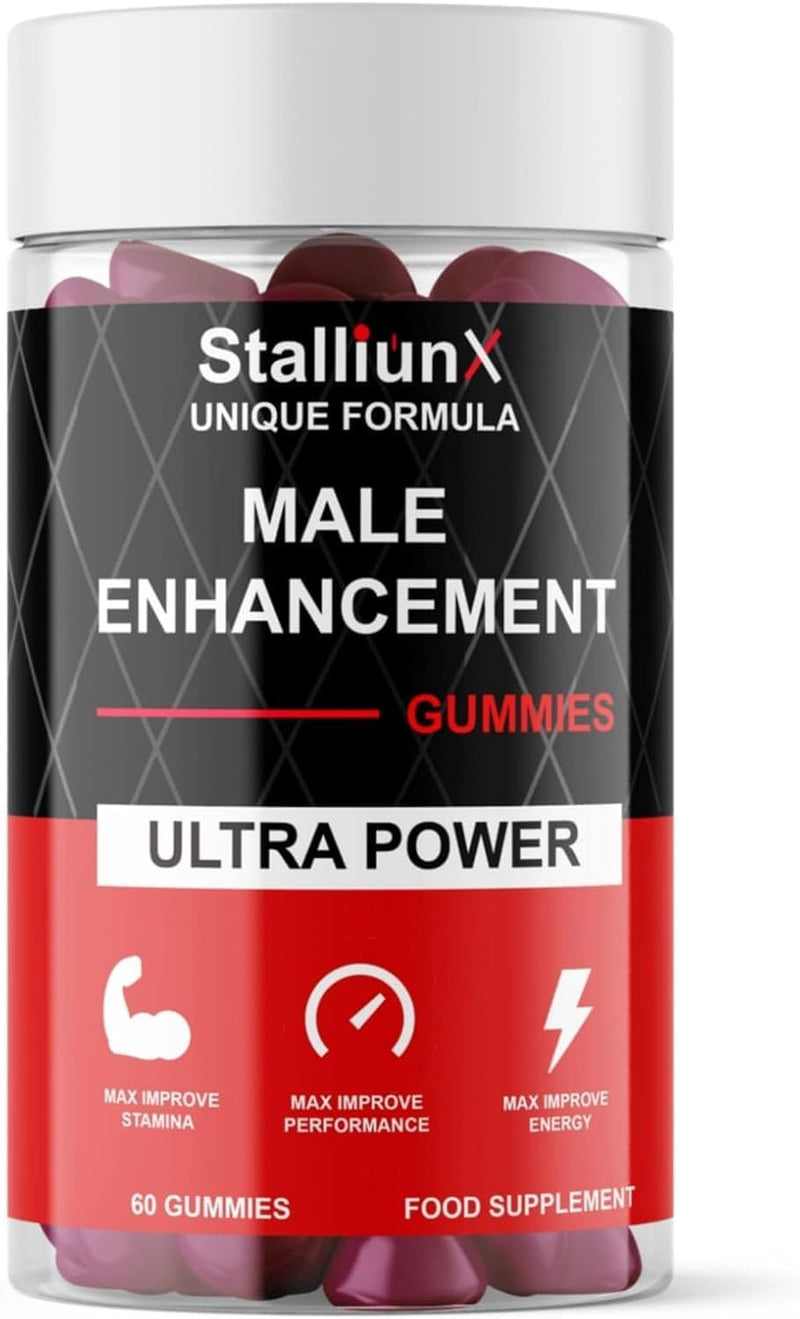 StalliunX - Men's Wellness Gummies for Energy & Vitality, with L-Arginine, Maca & Ashwagandha, Made in the UK, GMP Certified, 60 Gummies