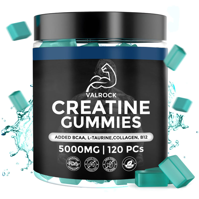 Creatine Gummies 5000mg 120 Gummies - Added L-Taurine, BCAA's, Collagen, B12 - Pure Creatine Monohydrate for Muscle Recovery, Strength & Performance - Mixed Berry Flavour (1 Month Supply)
