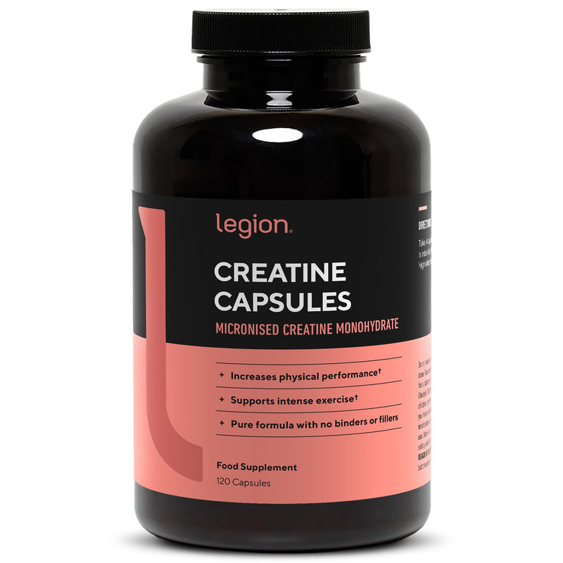 LEGION MicronizedCreatine Monohydrate Supplement - Clean Creatine Powder for Muscle Gain & Post Workout Recovery - Micronized Creatine Supplement for Maximum Absorption (30 Servings, Capsule) 120 count (Pack of 1)