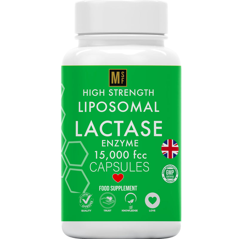 Liposomal Lactase Enzyme 15000FCC | 120 High Strength Lactase Capsules | Enzyme Tablets | Lactose Digestion | Digestive Enzyme Food Supplement