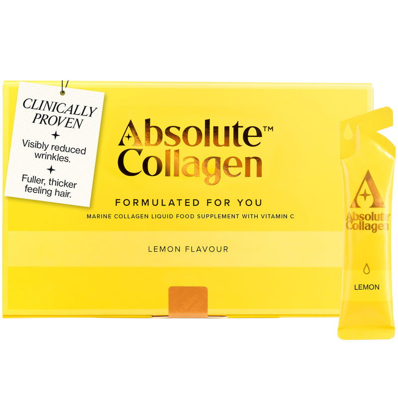 Absolute Collagen Marine Liquid Collagen Supplement for Women | New Lemon Flavour, Supports Hair, Nail & Skin Health, 8000mg of Hydrolysed Collagen per Sachet, Vitamin C | 14 Sachets 140 ml (Pack of 1)