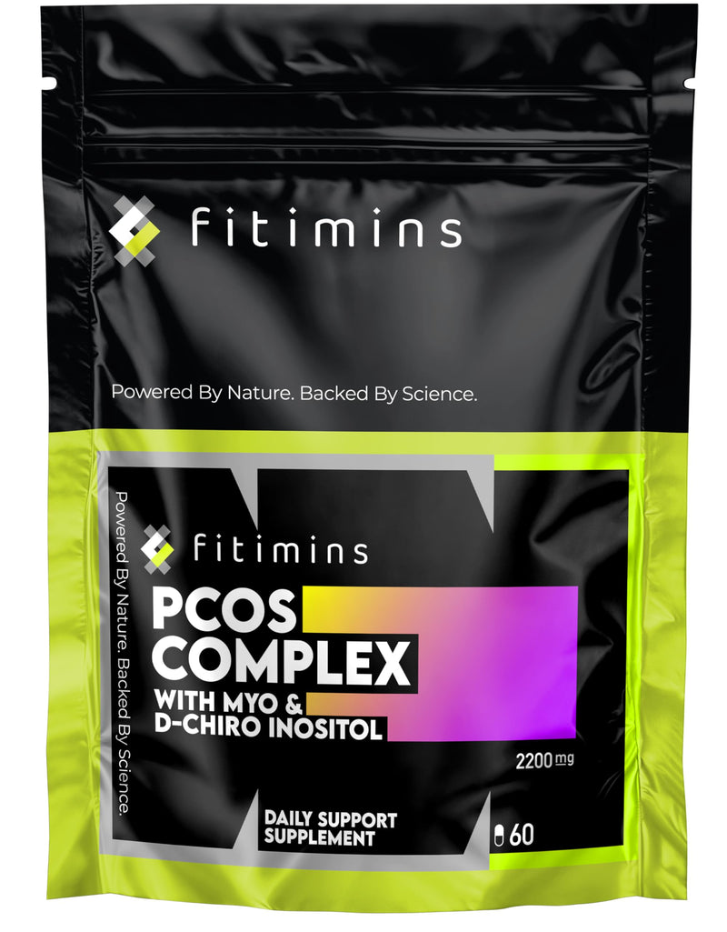 PCOS Complex 2200mg | High Strength Myo-Inositol, D-Chiro Inositol & Folic Acid | 60 Vegan Capsules | Supports Hormonal Balance, Ovulation, Fertility & Weight | UK-Made | Fitimins