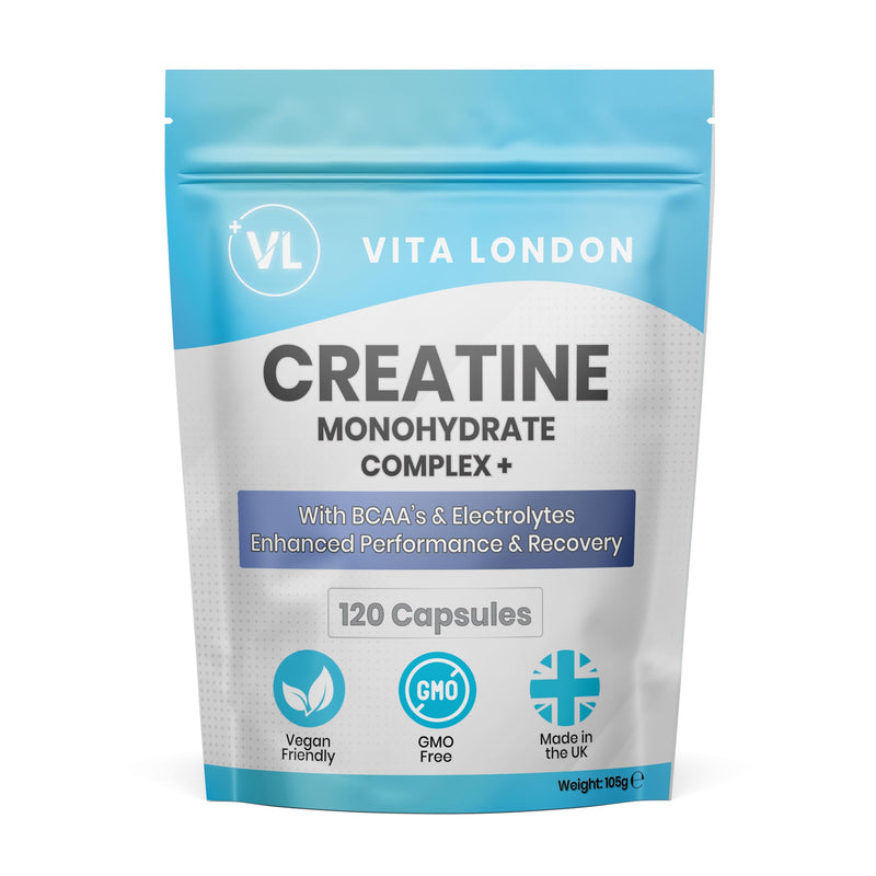 Creatine Monohydrate Complex + BCAA's & Electrolytes | 120 Vegan Creatine Capsules for Women & Men (Not Creatine Powder, Gummies or Tablets) | Enhanced Performance & Recovery 120 count (Pack of 1)