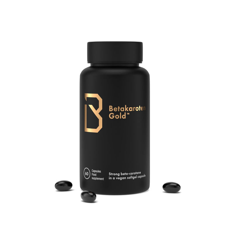 Tanning Tablets Supplement (60 Capsules) | 1 Month Supply of Betakaroten Gold® Black Edition with 15mg Beta Carotene Capsules | High Dose & Premium Nordic Quality Tanning Capsules